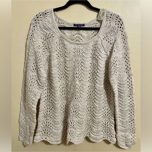 American Eagle Outfitters Cream Crochet Sweater
